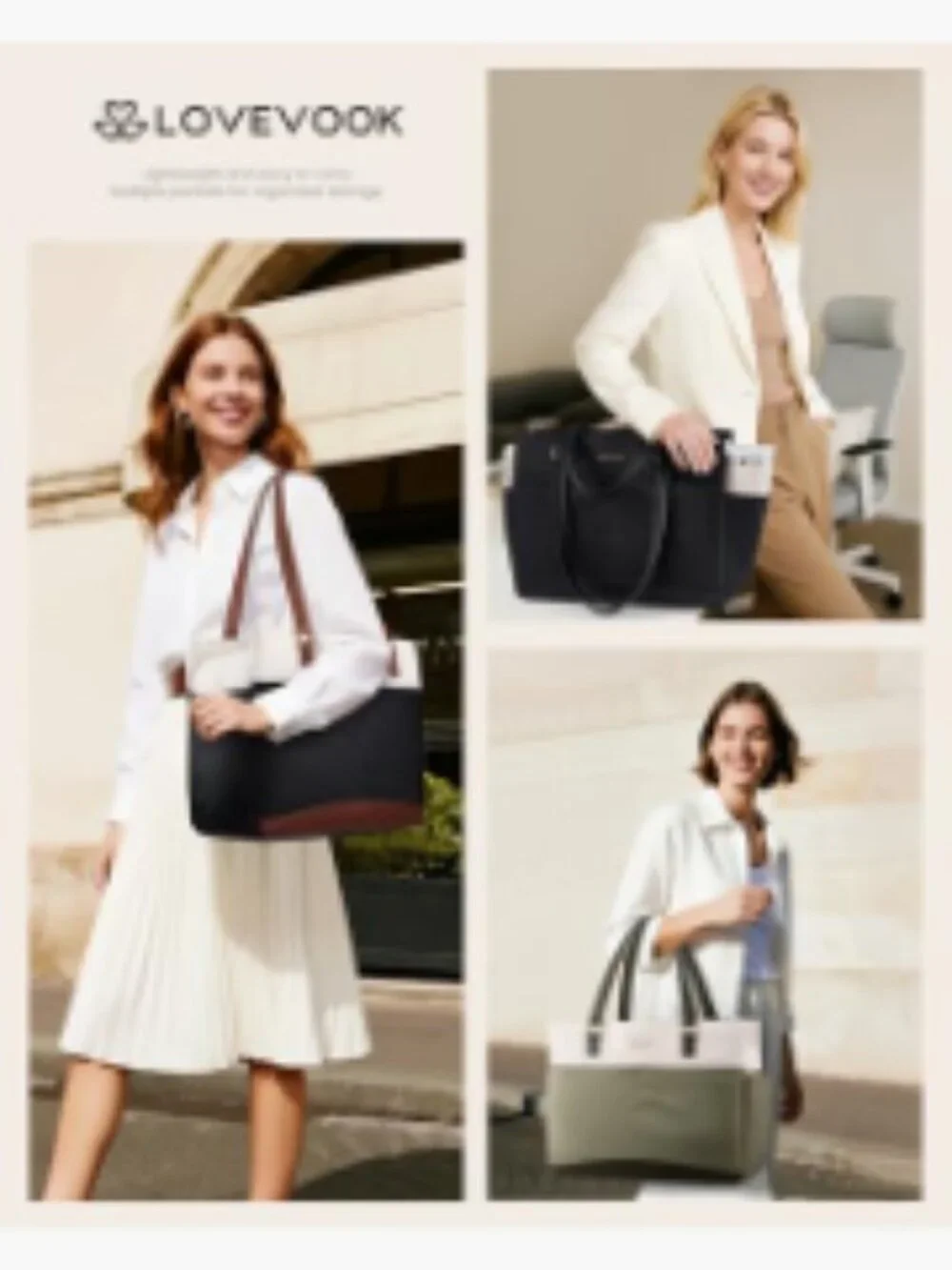 Laptop Tote Bag with Separate Pockets and Large Cup Holder